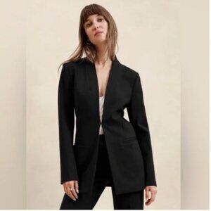 Banana Republic Ponte Collarless Long Blazer Jacket